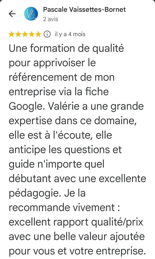 avis concernant Valerie Oberfeld, LumiSEO