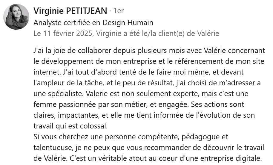 avis SEO Valérie Oberfeld